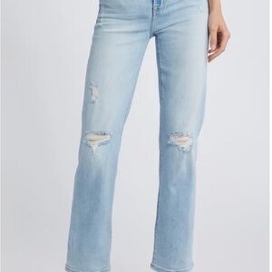 Hidden | Light Wash Ripped Straight Leg Jeans | Sz 28